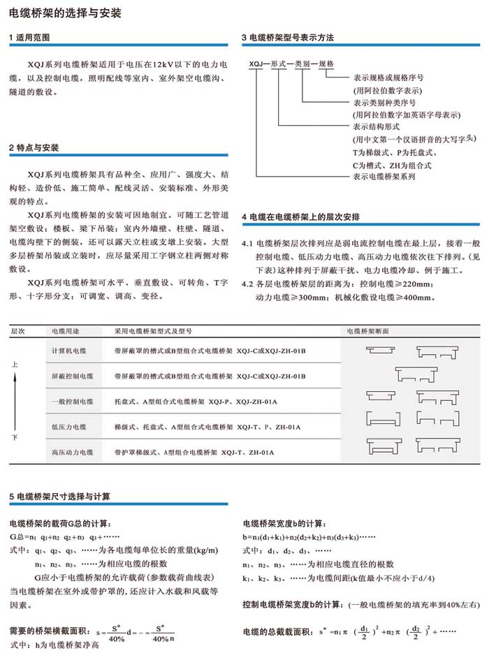 電纜橋架的選擇與安裝